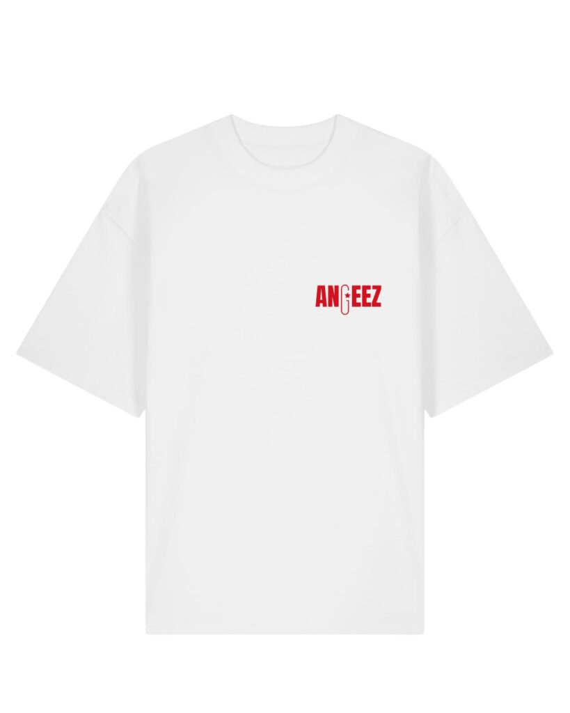 Face avant du t-shirt oversize Angeez avec le logo